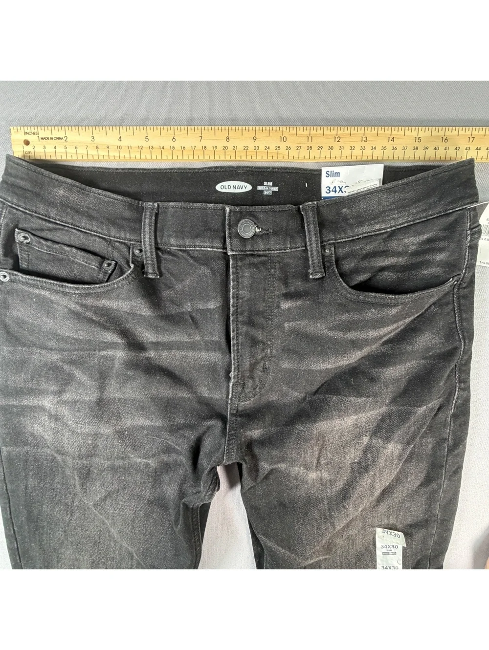 NWT Old Navy Slim Jeans Mens 34x30 Black Dark Wash Denim Pants